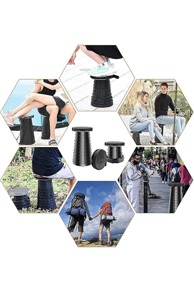 Portable Telescopic folding Camping Stool. Adjustable Height Lightweight - 6