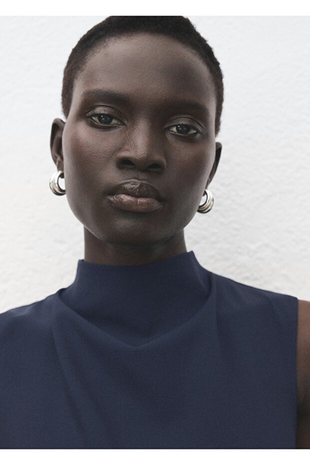 Metal süslemeli evaze elbise - 6