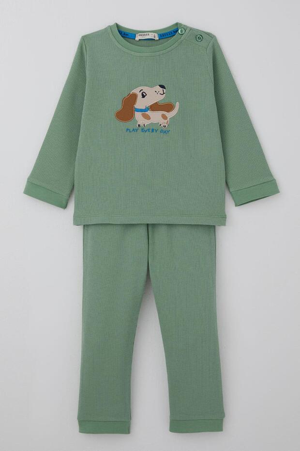 Baby Boy Tracksuit Set with Cute Puppy Embroidery, 9 Months-3 Years, Mint Green