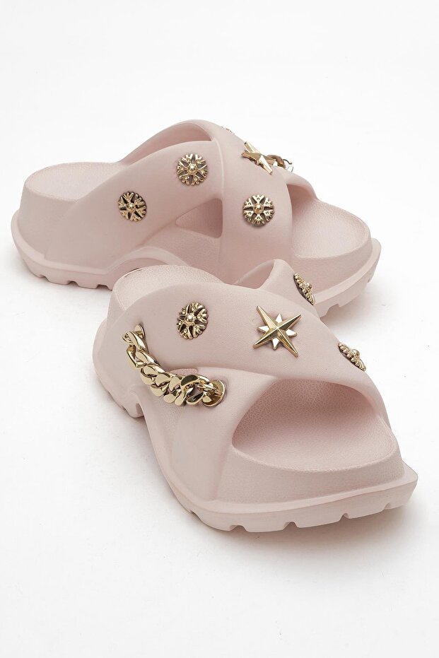 Women's Cross-Accessory Slippers Pudra