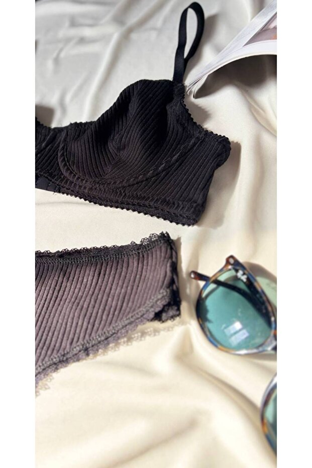 Plain Cotton Combed Underwire Bra Set - 4