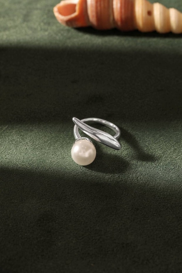 Pearl-Embellished Adjustable Ring - 3