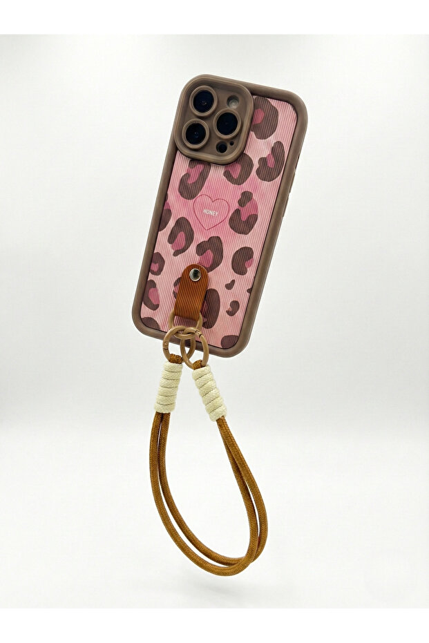 حافظة هاتف فاخرة متوافقة مع آيفون 15 مع سوار بنمط الفهد وحماية للكاميرا - 4