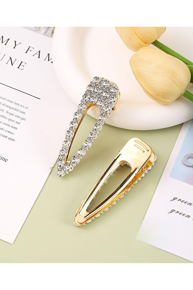 Gold Color Zircon Stone Triangle Model 8 cm Metal Clamp Buckle
