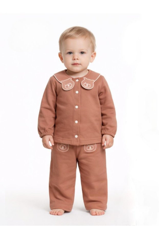 Teddy Bear Embroidered Brown Baby Set of 2