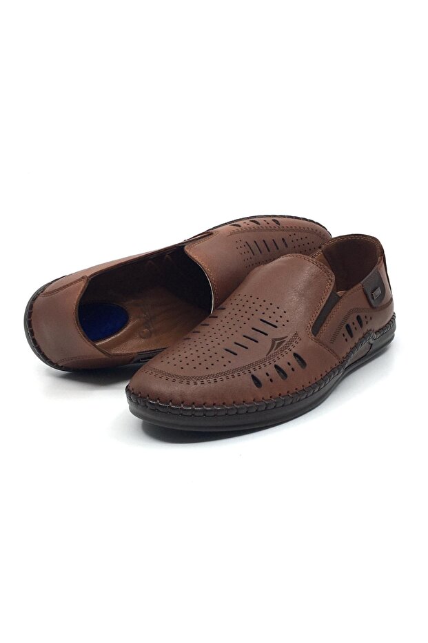 100% Genuine Leather Men's Orthopedic Summer Comfortable Daily Sandals Perforated Shoes 40-45