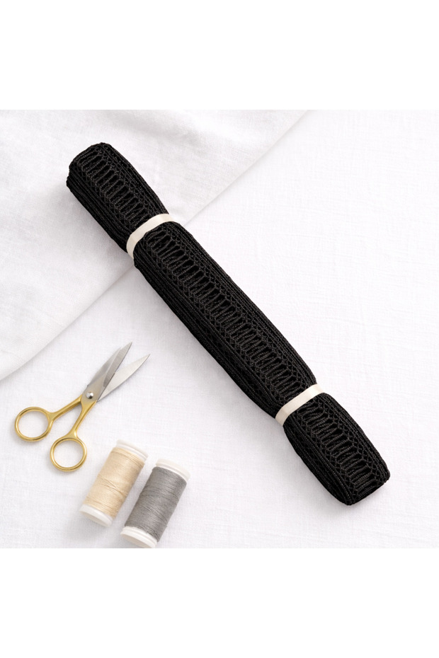 Kolber Intermediate Lace Guipure 9 Meters Length - 2 cm Width - Black - Handicraft & Textile Decoration Accessory