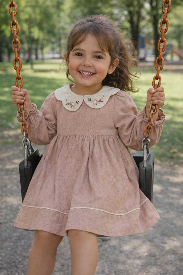 Girl's Winter Dress Long Sleeve Cotton Casual Stylish Combination 2-3-4-5 Years Old