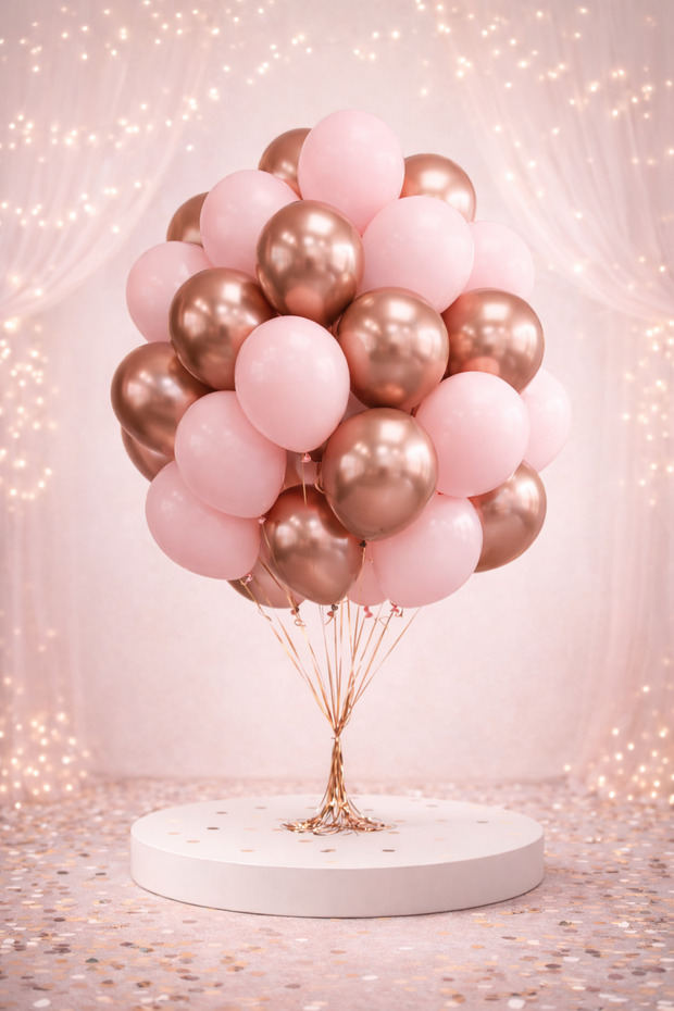 Premium Rosegold Pink Balloon Set – Birthday & Opening Concept 15 Pieces