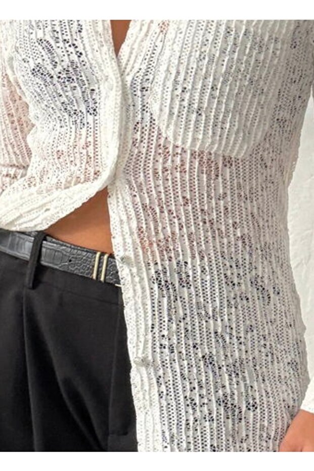 Plise Dantel Gömlek - 3