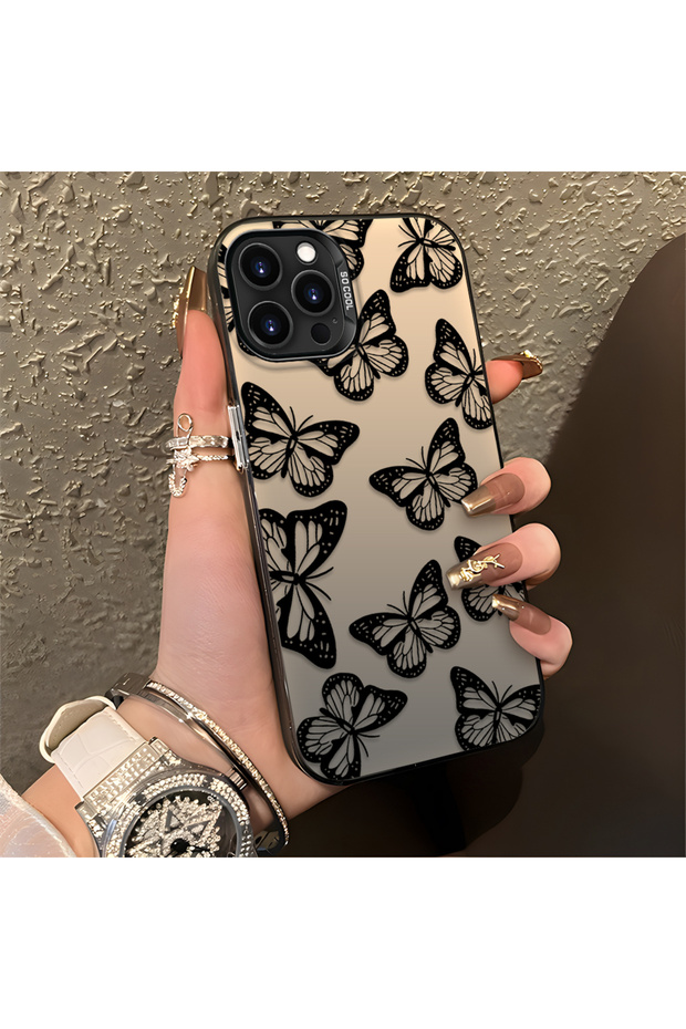 متوافق مع iPhone 15 Pro، غطاء هاتف أنيق بنمط الفراشة، واقي من الصدمات.