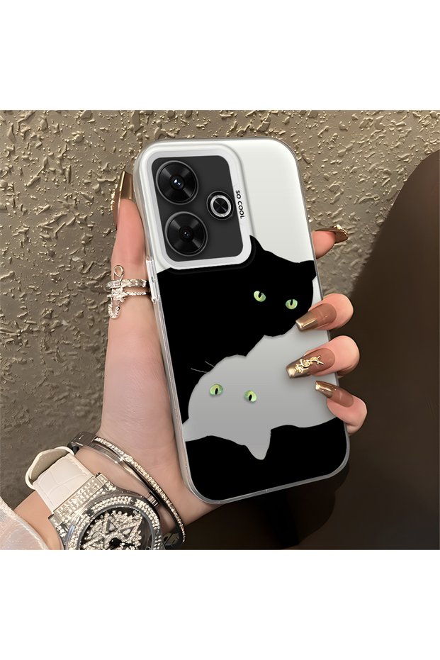 Redmi 13 Compatible, Cute Cat Pattern Shock Protection Phone Case.
