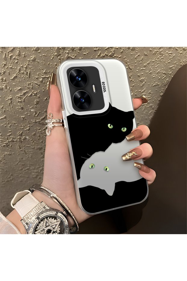 Realme C55 Compatible, Cute Cat Pattern Shock Protection Phone Case.