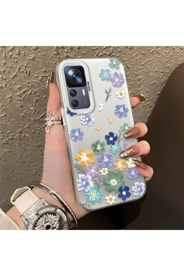 متوافق مع Mi 12T/12T Pro، غطاء هاتف واقٍ من الصدمات بنمط زهور جميل