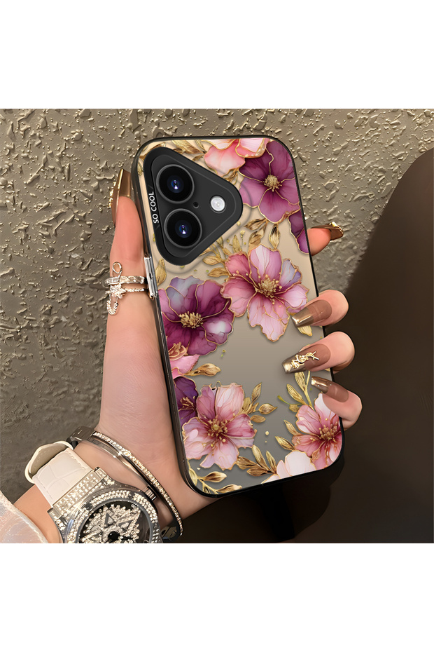 iPhone 16 Compatible, Light Luxury Floral Pattern, Impact Protective Phone Case