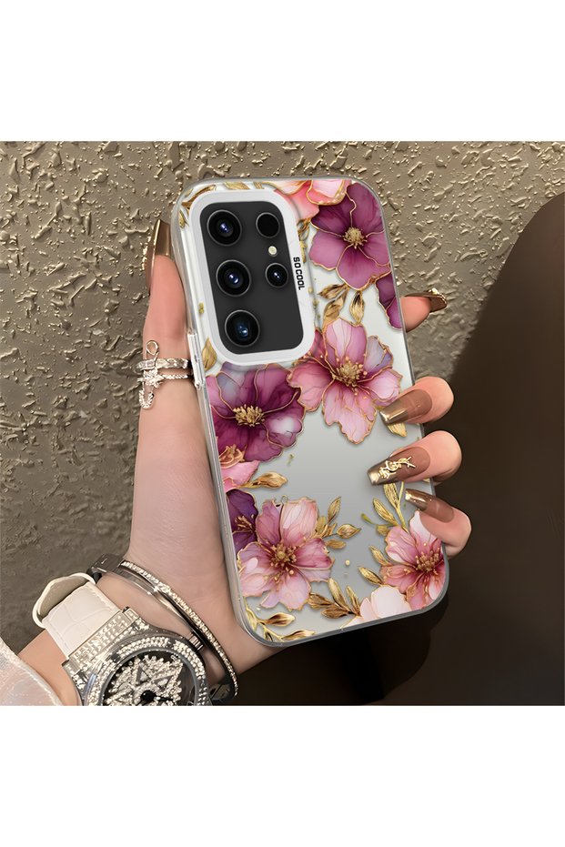 Samsung Galaxy S23 Ultra Compatible, Light Luxury Floral Pattern, Impact Protective Phone Case