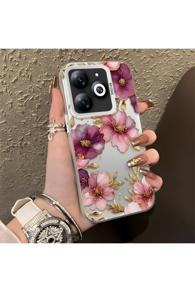Tecno Spark 20C Compatible, Light Luxury Flower Pattern, Shock Protective Phone Case