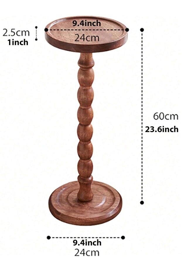 طاولة جانبية دائرية متحركة بأرجل من الخشب الصلب، طاولة متعددة الاستخدامات للفناء الخلفي أو ركن القهوة - 5