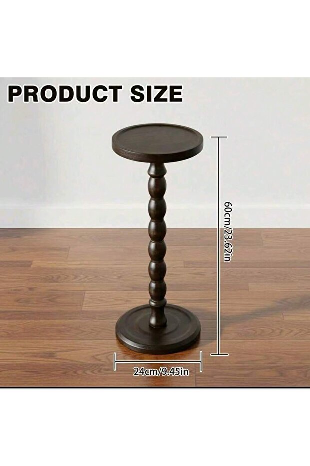 طاولة قهوة دائرية متعددة الاستخدامات، أرجل من الخشب الصلب، مصنوعة من مواد طبيعية، مثالية للترفيه بجانب حمام السباحة في الفناء الخلفي. - 6