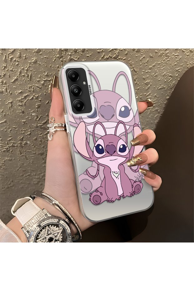 Samsung Galaxy A05S Compatible, Stitch Couples Design Shock Protection Phone Case.