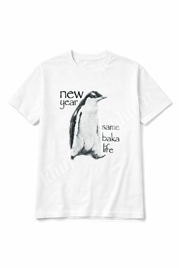 Oversize Fit Cotton Penguin Printed Relaxed Cut T-Shirt Unisex