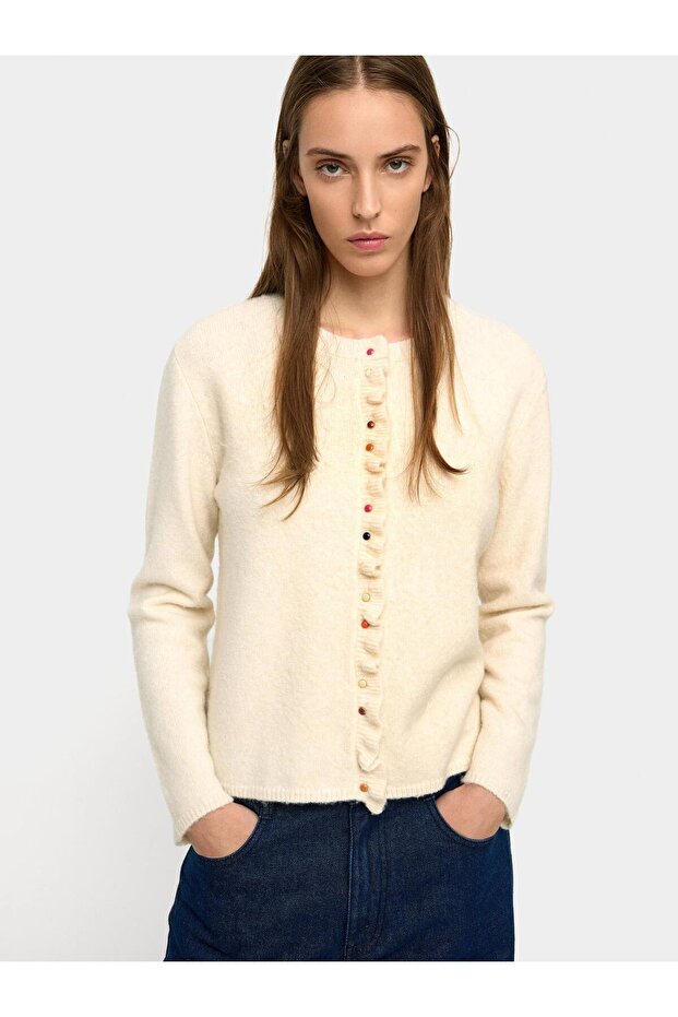 Fırfırlı Örme Hırka - 1