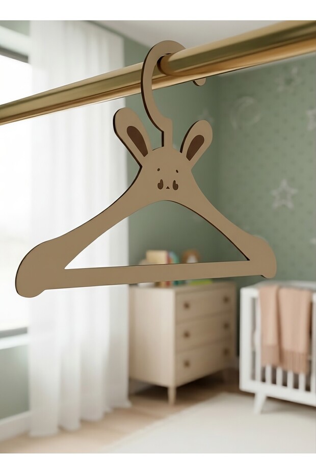 مجموعة شماعات أطفال من MDF مكونة من 6 قطع على شكل أرنب
