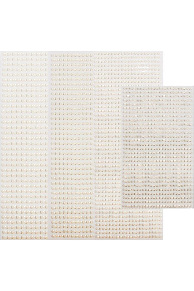 Self Adhesive Pearl Stickers Makeup,White Gems for Eyes Face Nail Temporary Tattoo Gems(4Size)