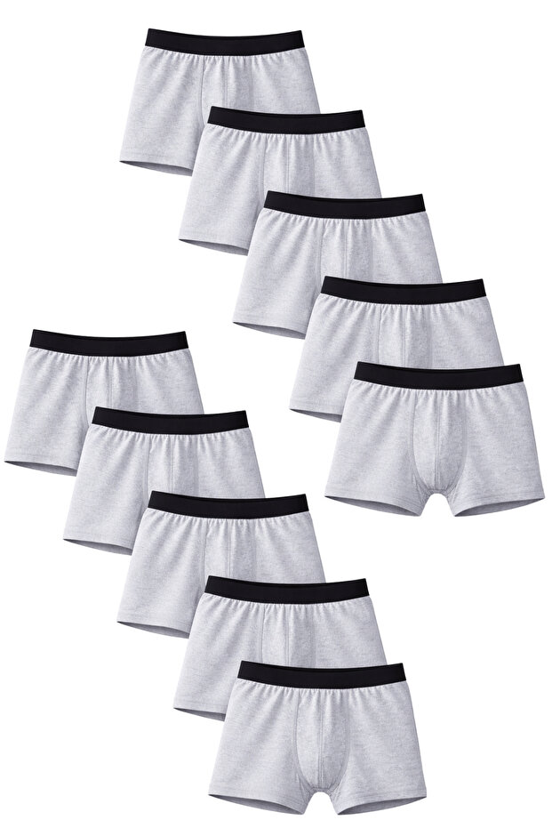 Boys' Cotton Slim Fit Breathable Boxers 10-Pack Gray-Grey