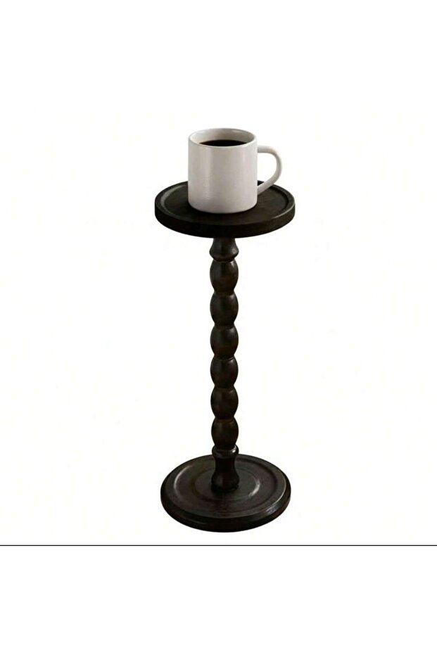 طاولة جانبية دائرية متنقلة للأريكة، بأرجل خشبية صلبة، طاولة متعددة الاستخدامات للفناء الخلفي أو ركن القهوة - 8