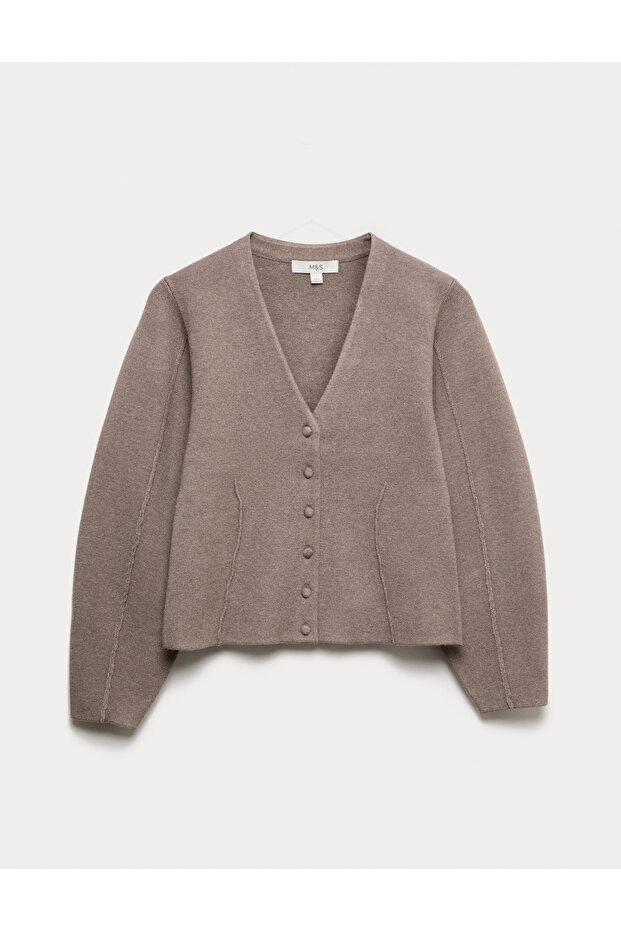 V-Yaka Düğmeli Hırka - 2