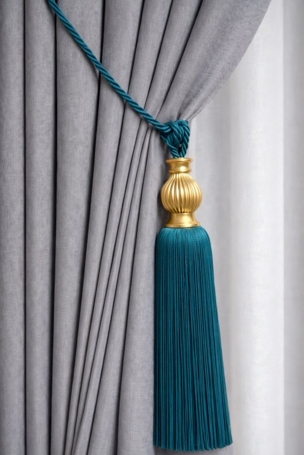 Gold Kukalı Ceiling Braçol Curtain Collection Accessory Petrol