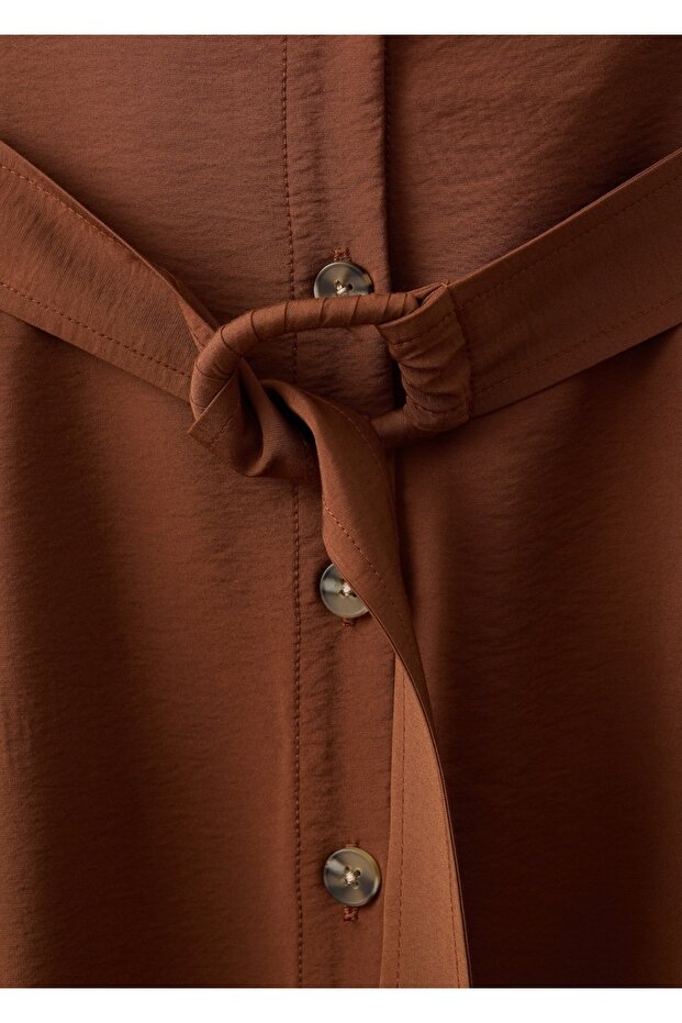 Kemerli gömlek elbise - 5