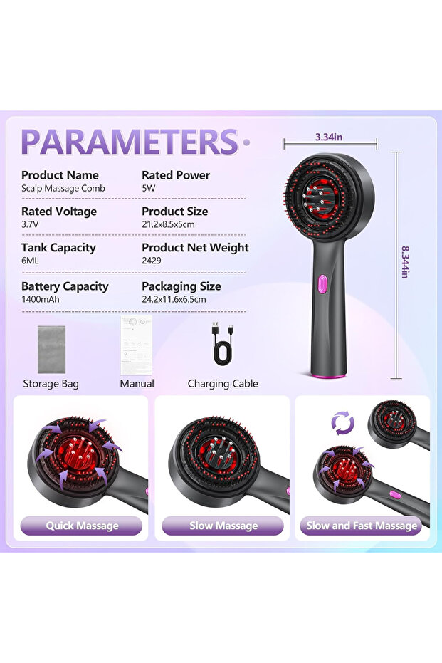 Rechargeable Mini Hair Straightener for Women Portable Cordless Brush, 3-in-1 Adjustable Curling