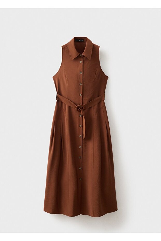 Kemerli gömlek elbise - 3