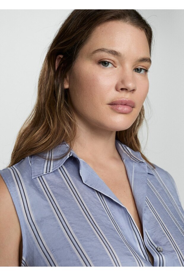 Dökümlü gömlek elbise - 8