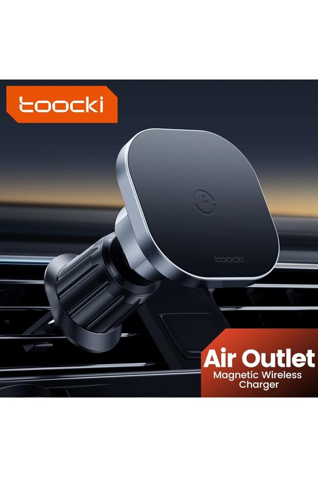 Sliver Toocki Magnetic Car Wireless Charger Car Phone Holder Air Outlet 15W Fast Charging Charger in