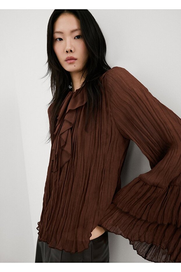 Volanlı şifon bluz - 7