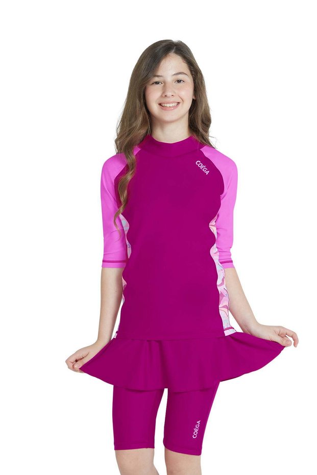 Girls Youth Two-piece Swimsuit - Purple Groovy Splashes