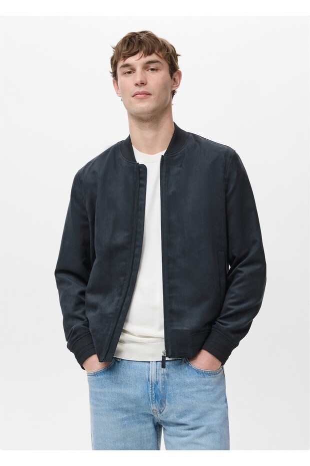 Süet görünümlü bomber ceket - 1