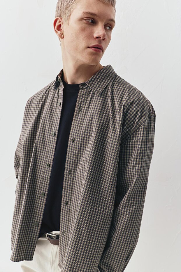 Kareli uzun kollu gömlek - 5