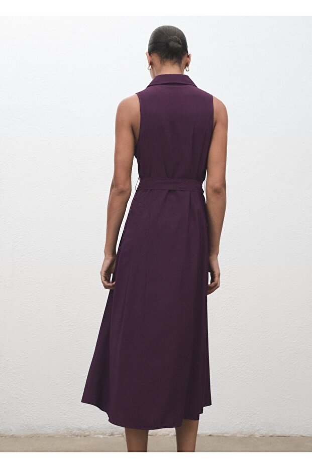 Kemerli gömlek elbise - 4