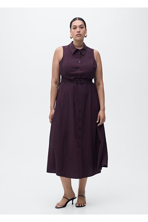 Kemerli gömlek elbise - 8