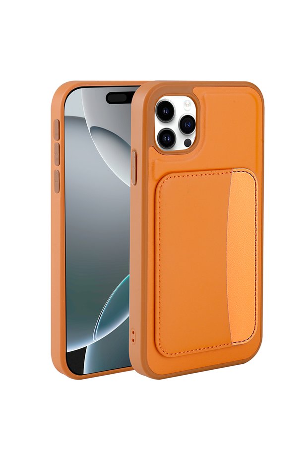 iPhone 11 Case Tkng X-Kart Silicone Cover with Card Holder - Orange