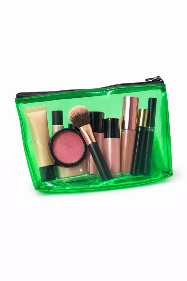 Transparent Makeup Bag, Zippered Cosmetics & Grooming Organizer