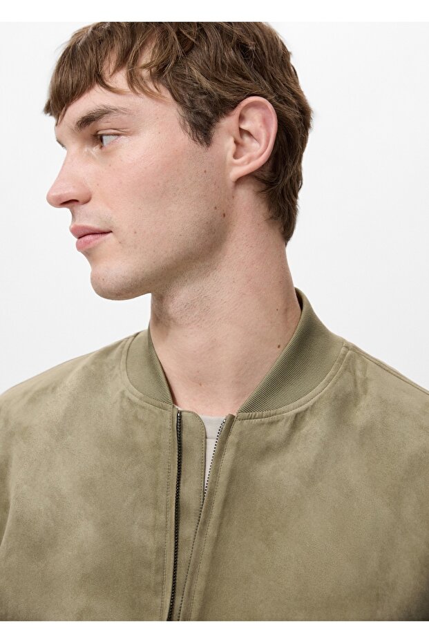 Süet görünümlü bomber ceket - 6