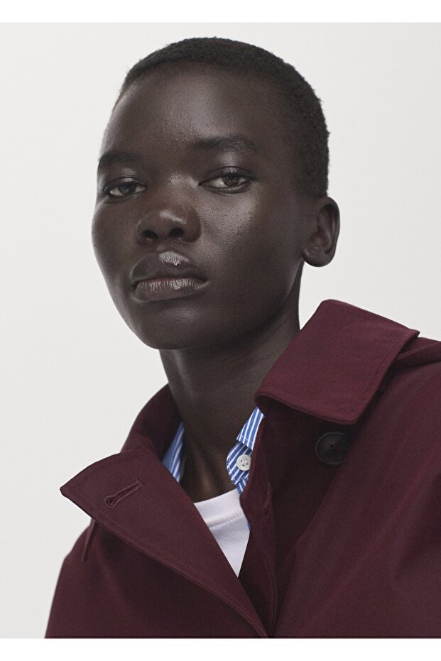 Kapüşonlu kruvaze trençkot - 6