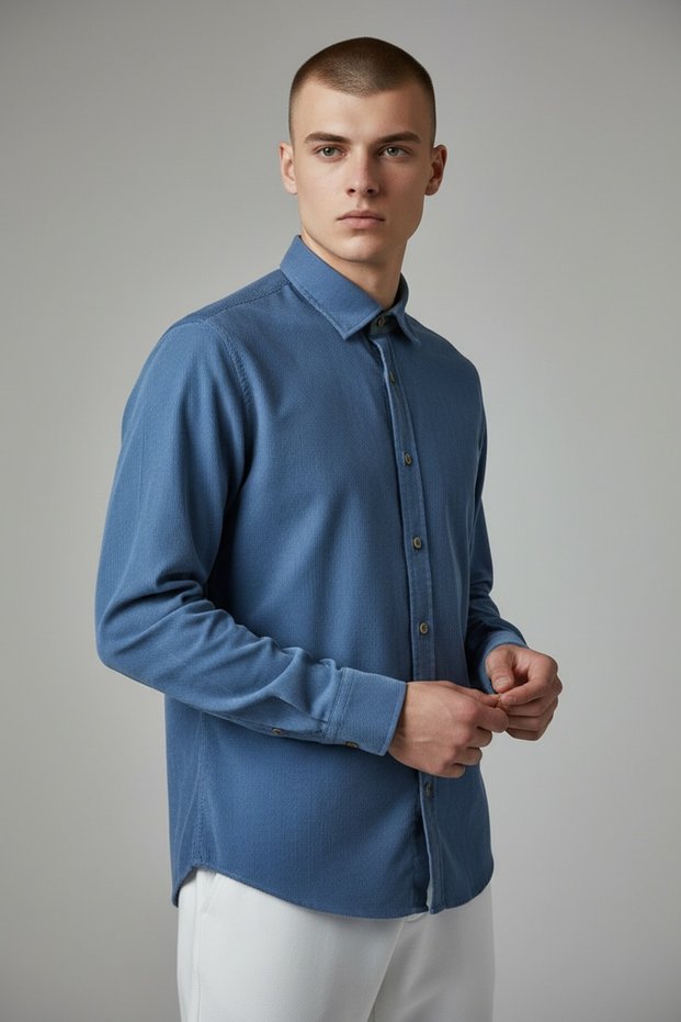 Slim Fit Thin Corduroy Shirt 2026