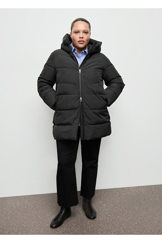 Kapüşonlu kapitone anorak - 8