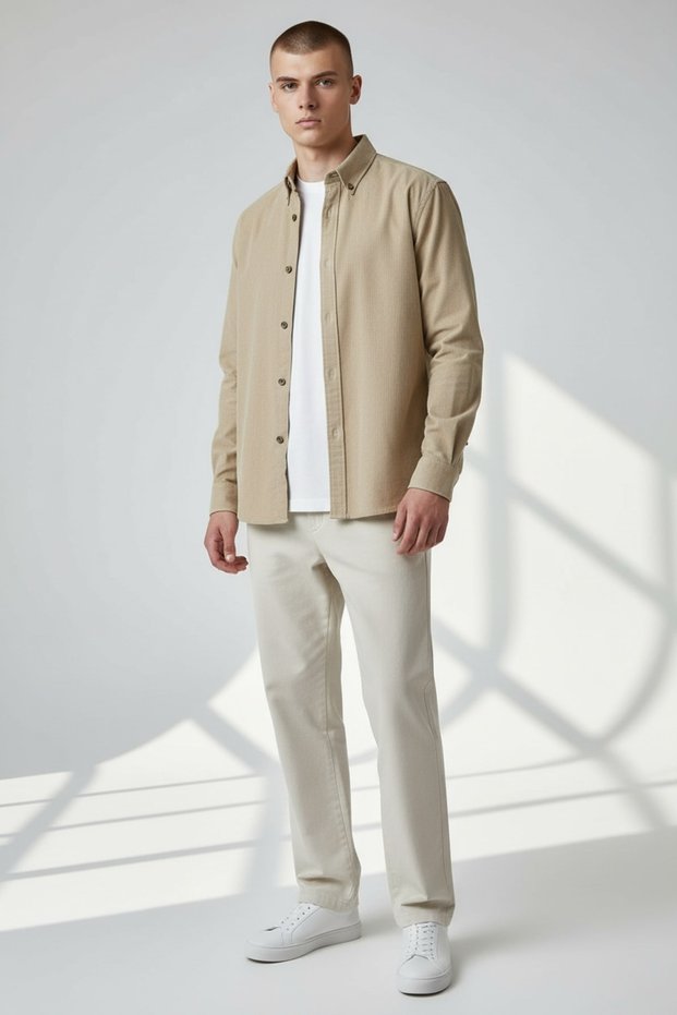 Slim Fit Thin Corduroy Shirt 2026